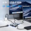 BENFEI HUB USB C 6 en 1 con HDMI (4K @60 Hz), Gigabit Ethernet, entrega de energía de 100 W, 3 USB 3.0, cable de silicona, funda de aluminio compatible con iPhone 15 Pro/Max, MacBook, iPad Pro, iMac,