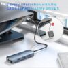 BENFEI HUB USB C 6 en 1 con HDMI (4K @60 Hz), Gigabit Ethernet, entrega de energía de 100 W, 3 USB 3.0, cable de silicona, funda de aluminio compatible con iPhone 15 Pro/Max, MacBook, iPad Pro, iMac,