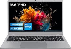 Computadora portátil, 16 GB de RAM/512 GB SSD, FHD IPS de 15.6 pulgadas, procesador Pentium Gold 6500Y (Beats Core M3-8100Y, hasta 3.4GHz), Win11 Pro, WiFi 5/BT 5.0