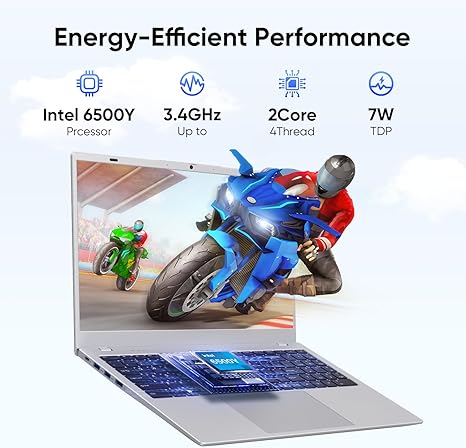 Computadora portátil, 16 GB de RAM/512 GB SSD, FHD IPS de 15.6 pulgadas, procesador Pentium Gold 6500Y (Beats Core M3-8100Y, hasta 3.4GHz), Win11 Pro, WiFi 5/BT 5.0