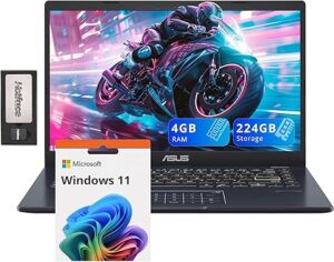 SUS Portátil FHD de 14 pulgadas, procesador Intel Pentium N6000, 4 GB de RAM, 224 GB de almacenamiento (64 GB eMMC + 160 GB de estación de acoplamiento), gráficos Intel UHD, cámara web, Bluetooth,