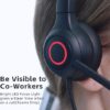 VoicePro 80 - Auriculares de oficina con cable para computadora con luz ocupada de enfoque de equipos | Micrófono con cancelación de ruido | Control de llamadas en línea