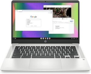 HP Laptop Chromebook 14, Intel Celeron N4120, 4 GB de RAM, 64 GB eMMC, pantalla HD de 14 pulgadas, Chrome OS, diseño delgado, gráficos 4K, batería de larga duración, teclado gris ceniza (14a-na0226nr,