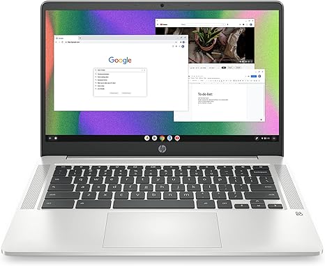 HP Laptop Chromebook 14, Intel Celeron N4120, 4 GB de RAM, 64 GB eMMC, pantalla HD de 14 pulgadas, Chrome OS, diseño delgado, gráficos 4K, batería de larga duración, teclado gris ceniza (14a-na0226nr,