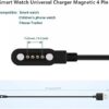 Cargador Magnético Universal para Smartwatch – 4 Pines Cable 1 m