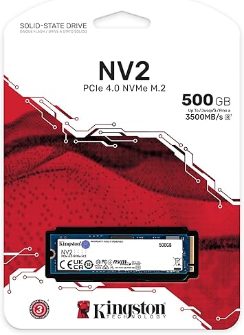 Kingston NV2 3 Kingston NV2 500 GB – NVMe PCIe 4.0 x4 3500 MB/s