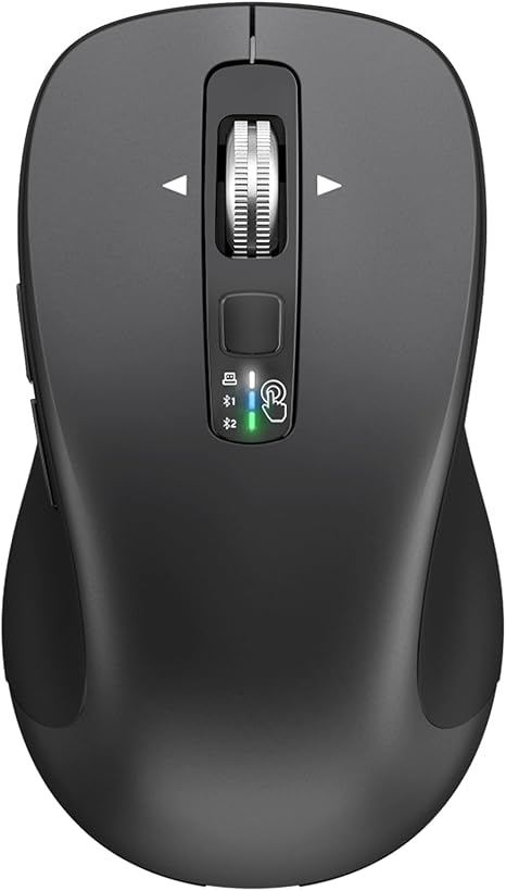 Mouse inalámbrico Bluetooth (USB + BT1 + BT2), tamaño completo, desplazamiento de 4 vías, mouse silencioso multidispositivo para computadora, laptop, iPad, MacBook (gris)