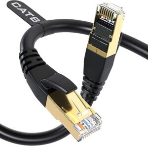 DbillionDa Cat8 - Cable Ethernet de 6 pies para exteriores e interiores, resistente, de alta velocidad, 26 AWG, 2000 Mhz, con conector RJ45 chapado en oro, para juegos y módem