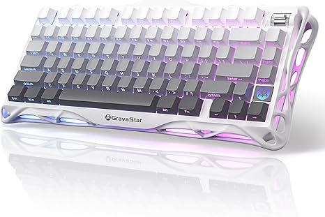 GravaStar Teclado mecánico inalámbrico Mercury K1 75% para juegos, diseño de exoesqueleto de aleación de aluminio, teclado personalizado de junta con zócalo de intercambio en caliente, interruptores