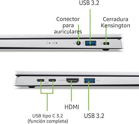 Acer Aspire 15 Slim Laptop AG15-32P-39R2 | Pantalla IPS FHD de 15.6 pulgadas (1920 x 1080) | Procesador Intel Core 3 N355 de 8 núcleos | Gráficos Intel, RAM DDR5 de 8 GB, 128 GB HD, Wi-Fi 6, Windows
