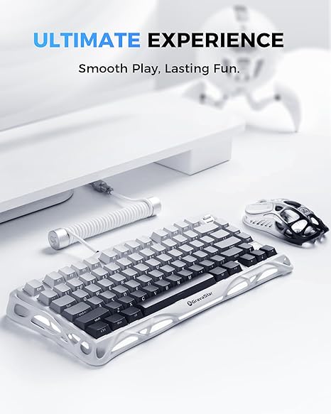 GravaStar Teclado mecánico inalámbrico Mercury K1 75% para juegos, diseño de exoesqueleto de aleación de aluminio, teclado personalizado de junta con zócalo de intercambio en caliente, interruptores