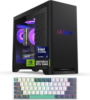 Lenovo Legion Tower 5i Gen 10 RTX 5060 - Escritorio para juegos, Intel Core Ultra 5 225F, 32 GB DDR5 RAM, SSD de 1 TB, DP, RJ-45, Wi-Fi 6, paquete con teclado para juegos Machenike K500A-B61W