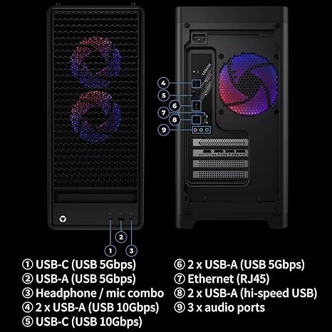 Lenovo Legion Tower 5i Gen 10 RTX 5060 - Escritorio para juegos, Intel Core Ultra 5 225F, 32 GB DDR5 RAM, SSD de 1 TB, DP, RJ-45, Wi-Fi 6, paquete con teclado para juegos Machenike K500A-B61W