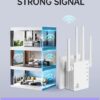 Amplificador de señal con extensor WiFi, 1200 Mbps de doble banda 2.4G y 5.0 G de señal WIFI Booster, extensor WIFI cubre hasta 13888 pies cuadrados y más de 150 dispositivos, repetidor WIFI con